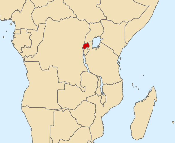 Afrika Karte - Ruanda ist rot markiert
